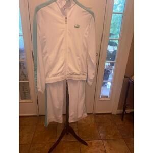 Women's Puma White and Green Tracksuit Set Size L